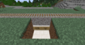 Station with destination sign. Trains can go here, are stopped for 30 seconds, then move on to the right.